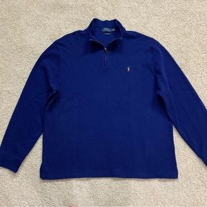 Men POLO RALPH LAUREN Dark BLUE Estate-Rib 1/2 Zip PULLOVER Designer SHIRT XL T